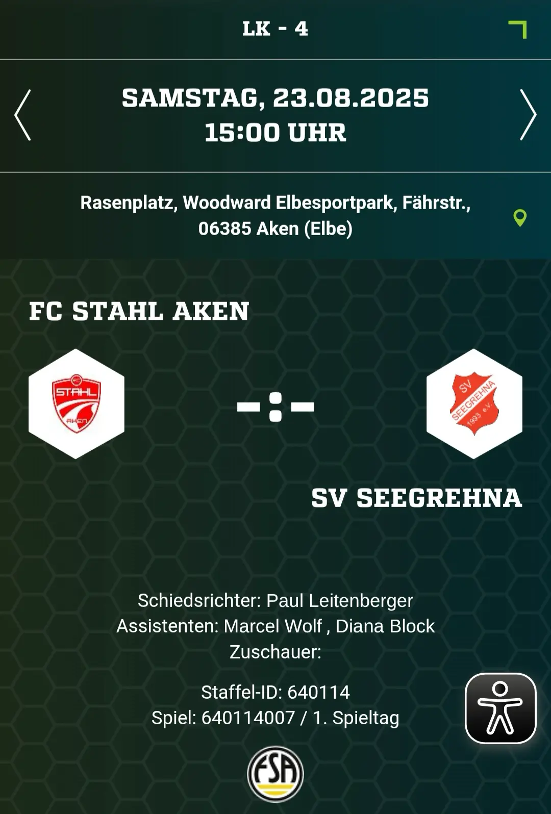 Spielinformation FC Stahl Aken vs SV Seegrehna
